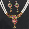 Two line Ruby emerald pearl set BJNT-11 - Click here to View more details about this Product